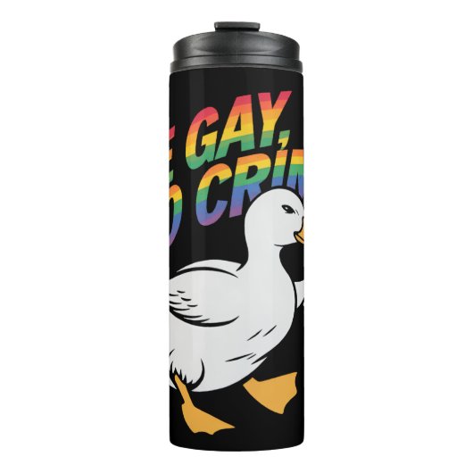 Be Gay Do Crime Funny Gose Regenbogen Pride LGBTQ Thermosbecher (Vorderseite)