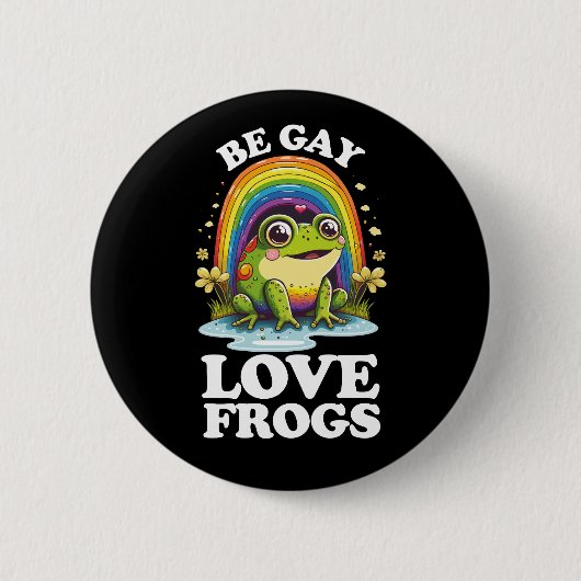 Be Gay Liebe Frogs Funny LGBTQ Pride Rainbow Retro Button (Vorderseite)