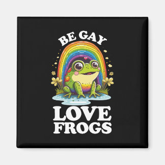 Be Gay Liebe Frogs Funny LGBTQ Pride Rainbow Retro Magnet