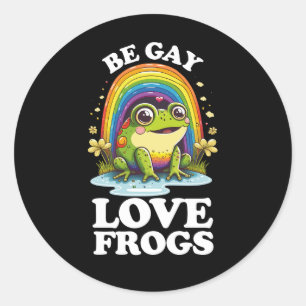 Be Gay Liebe Frogs Funny LGBTQ Pride Rainbow Retro Runder Aufkleber