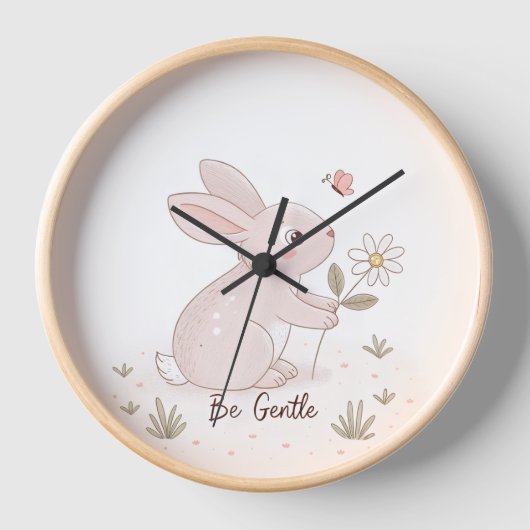 Be Gentle Baby Bunny – Minimalist Scandinavian Uhr (Vorderseite)