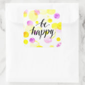 Be Happy 2 Quadratischer Aufkleber (Tasche)