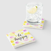 Be Happy 2 Steinuntersetzer (Seitenansicht)