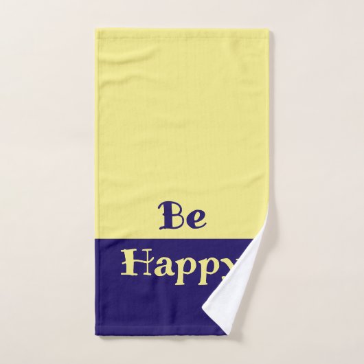 Be Happy Bath Towels (Butter Yellow & Navy Blue) Badhandtuch Set (Handtuch)