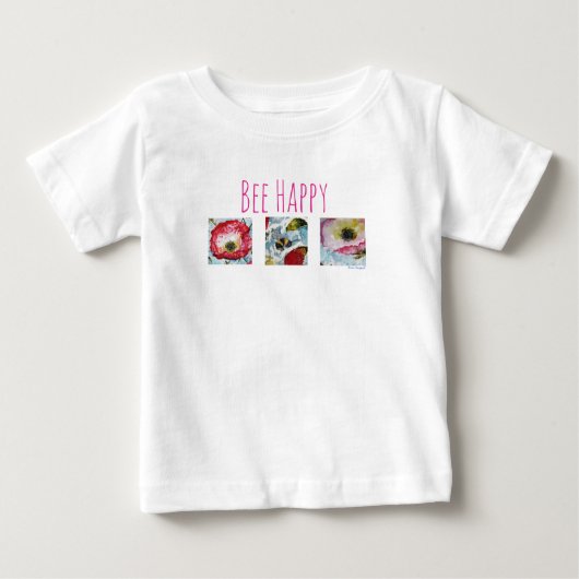 Be Happy Bee and Blume Art Baby Tutu Baby T-shirt (Vorderseite)