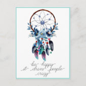 Be Happy Boho Dreamcatcher Feather Floral Postkarte (Vorderseite)