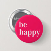 Be Happy Button Red (Vorne & Hinten)