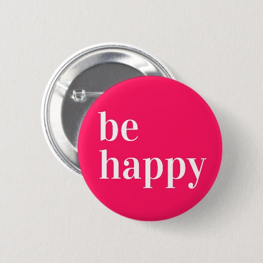 Be Happy Button Red (Vorne & Hinten)