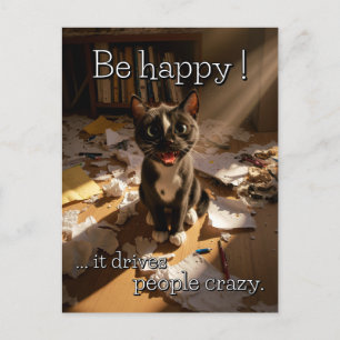 Be Happy Cat - Paper Mess Edition Feiertagspostkarte
