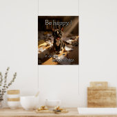 Be Happy Cat - Paper Mess Edition Poster (Küche)