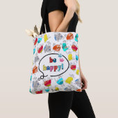 "Be Happy" farbenfrohe Gestaltung der Katze Tasche (Von Nahem)