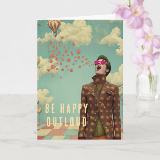 Be Happy| Gruß surreal Art Karte (Orchidee)