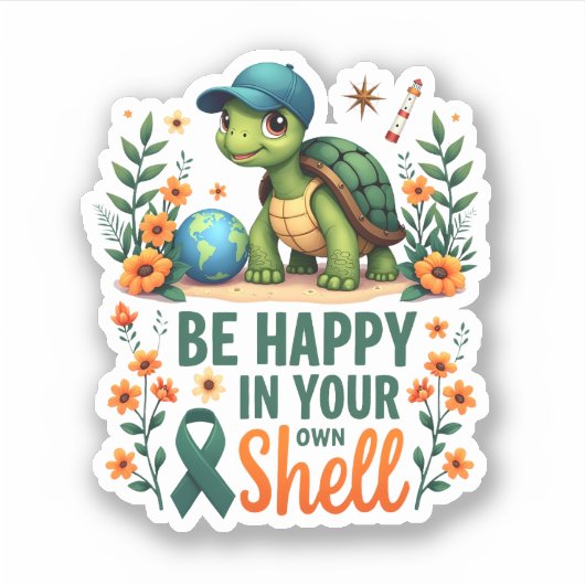 Be Happy In Your Own Shell Turtle Autism Awareness Aufkleber (Vorderseite)