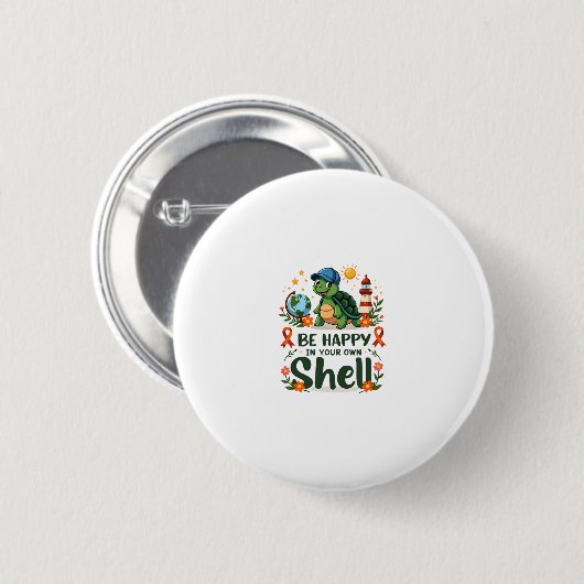 Be Happy In Your Own Shell Turtle Autism Awareness Button (Vorne & Hinten)
