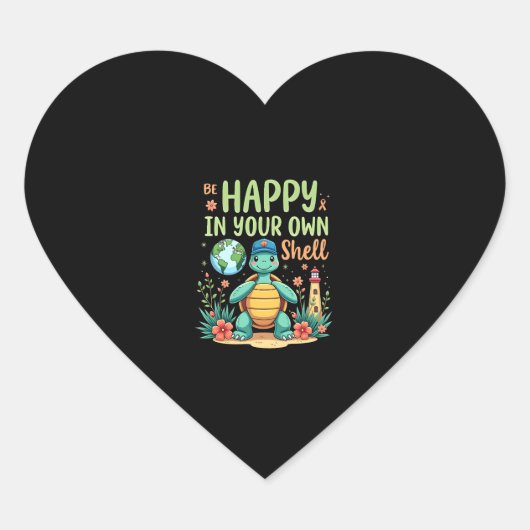 Be Happy In Your Own Shell Turtle Autism Awareness Herz-Aufkleber (Vorderseite)