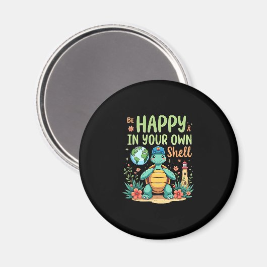 Be Happy In Your Own Shell Turtle Autism Awareness Magnet (Vorderseite/Rückseite)