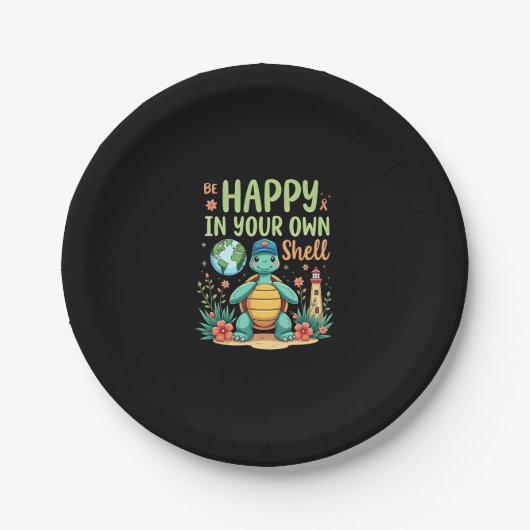 Be Happy In Your Own Shell Turtle Autism Awareness Pappteller (Vorderseite)