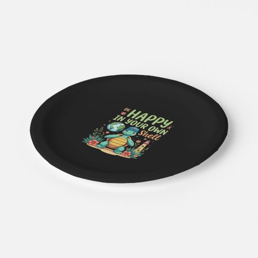 Be Happy In Your Own Shell Turtle Autism Awareness Pappteller (Schrägansicht)
