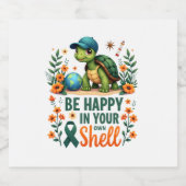 Be Happy In Your Own Shell Turtle Autism Awareness Schaumweinetikett (Einzelnes Label)