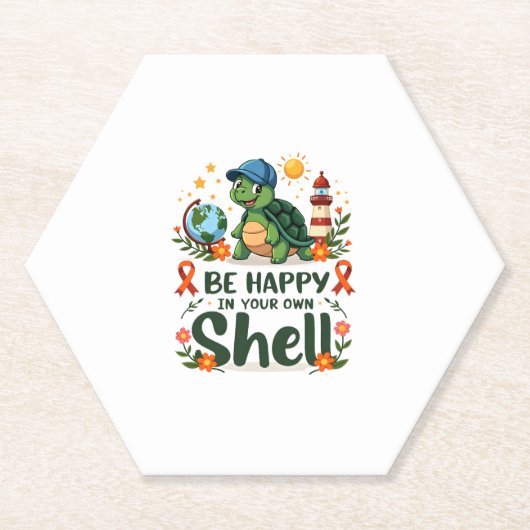 Be Happy In Your Own Shell Turtle Autism Awareness Untersetzer (Vorderseite)