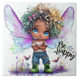 Be Happy Lil Fairy Keramik Tile Fliese