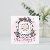 Be Happy Llama Feiertagskarte (Stehend Vorderseite)