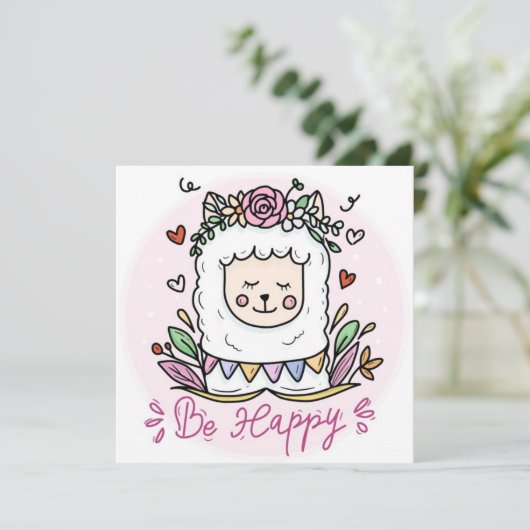 Be Happy Llama Feiertagskarte (Stehend Vorderseite)