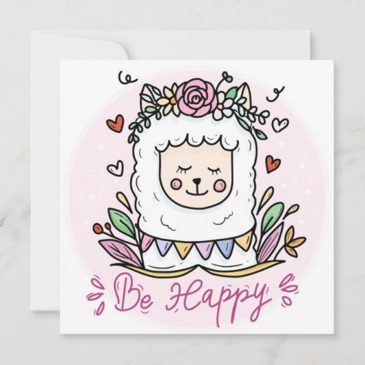 Be Happy Llama Feiertagskarte (Vorderseite)