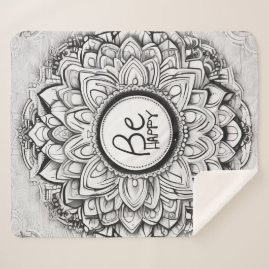 Be Happy Mandala Patterns Sherpadecke (Vorderseite (Horizontal))