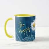 Be Happy mit Namen Tasse (Links)