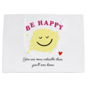 Be Happy – Motivational Gift Bag | Uplifting Quote Große Geschenktüte (Vorderseite)