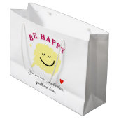 Be Happy – Motivational Gift Bag | Uplifting Quote Große Geschenktüte (Vorderseite Schrägansicht)