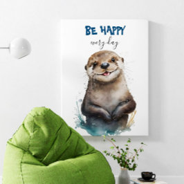 Be Happy Niedlich Watercolor Otter Kinderzimmer Poster