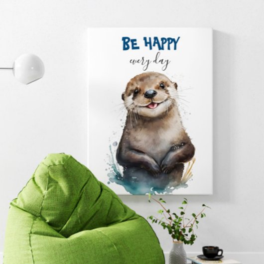 Be Happy Niedlich Watercolor Otter Kinderzimmer Poster