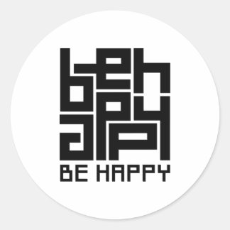 Be happy runder aufkleber