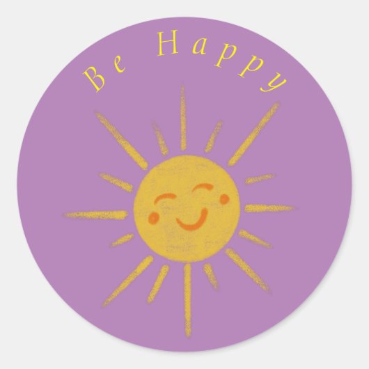 Be Happy Sunshine Runder Aufkleber (Vorderseite)