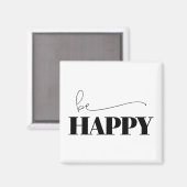 Be Happy Typografy Magnet (Vorderseite/Rückseite)