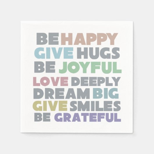 Be Happy Typografy Serviette (Vorderseite)