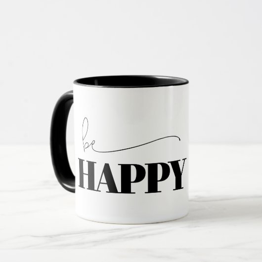 Be Happy Typografy Tasse (Vorderseite Links)