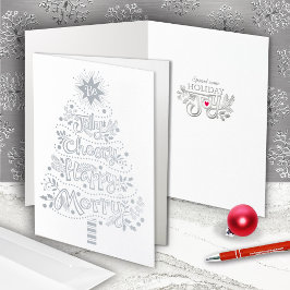 Be Jolly Happy Frory Silver Weihnachtsbaum Folienkarte