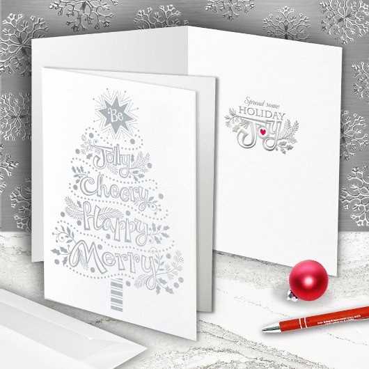 Be Jolly Happy Frory Silver Weihnachtsbaum Folienkarte