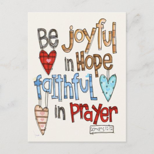 BE JOYFUL PRIMITIVE ILLUSTRATED POSTCARD POSTKARTE (Vorderseite)
