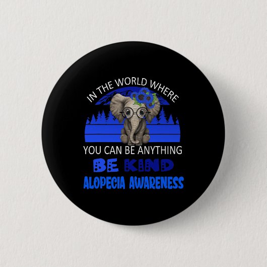 Be Kind Alopecia Awareness Elephant Retro Backgrou Button (Vorderseite)