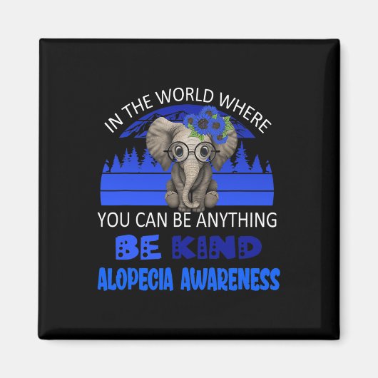 Be Kind Alopecia Awareness Elephant Retro Backgrou Magnet (Vorne)