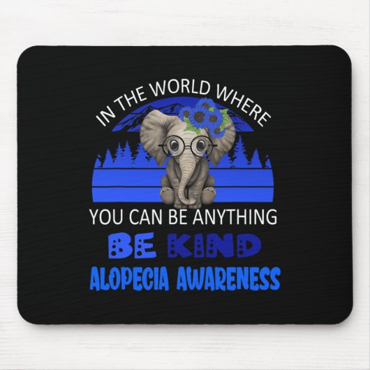 Be Kind Alopecia Awareness Elephant Retro Backgrou Mousepad (Vorne)