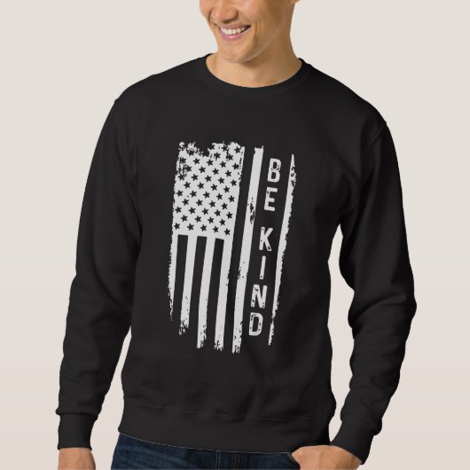 Be Kind American Flag Anti Bullying Unity Day Oran Sweatshirt (Vorderseite)
