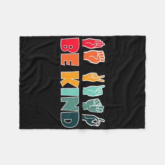 Be Kind American Sign Language Asl Disability Awar Fleecedecke (Vorderseite (Horizontal))