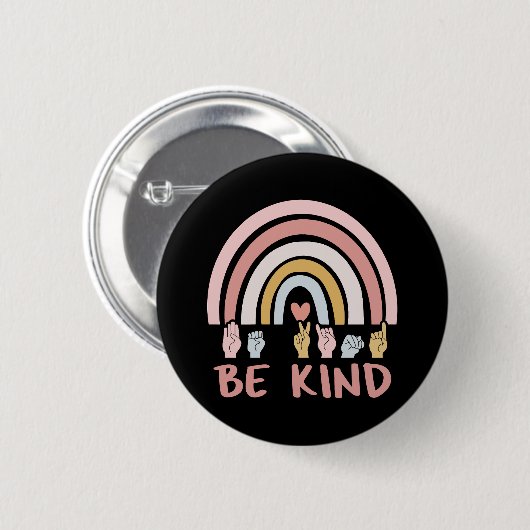 Be Kind ASL III - Amerikanische Gebärdensprache Button (Vorne & Hinten)