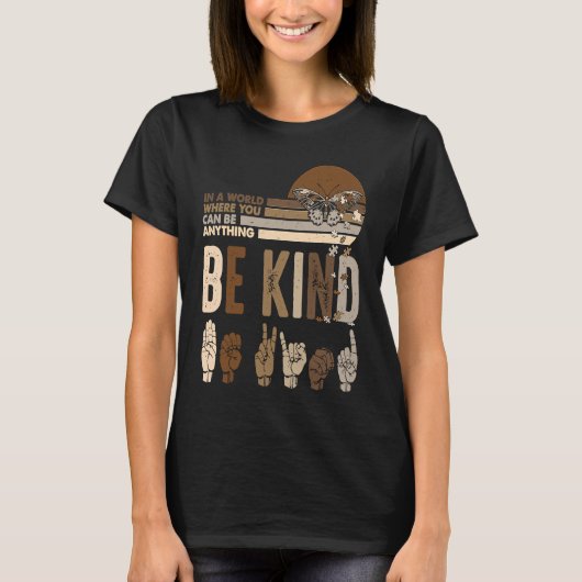 Be Kind ASL Sign Language Inspirational Teacher Ki T-Shirt (Vorderseite)