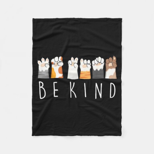 Be Kind Asl Sign Language Kindness Cat Paws Finger Fleecedecke (Vorderseite)